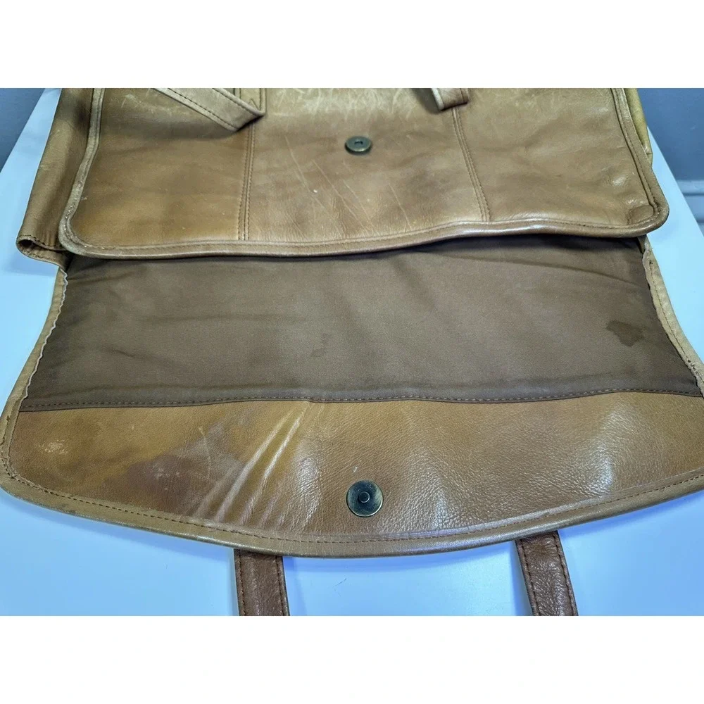Vintage RENWICK Tan Brown Leather Messenger Bag Shoulder‎ Straps